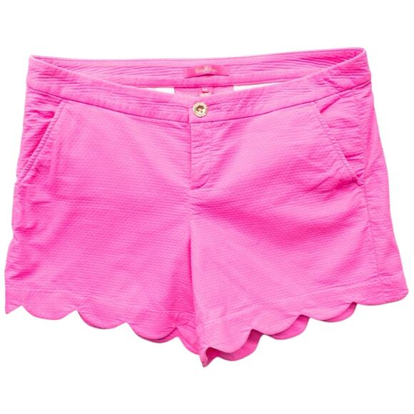 Lilly Pulitzer Buttercup Scallop Hem Stretch Shorts Pink Women's size 14 - Picture 5 of 8